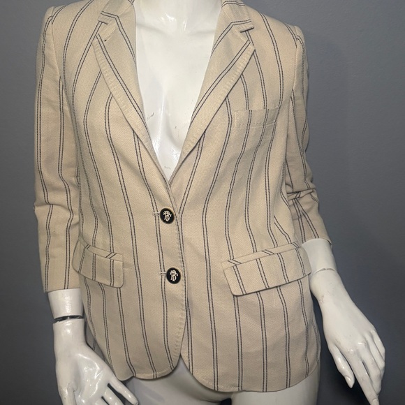 Tory Burch Cream Blazer with Navy Pinstripes - Picture 3 of 9